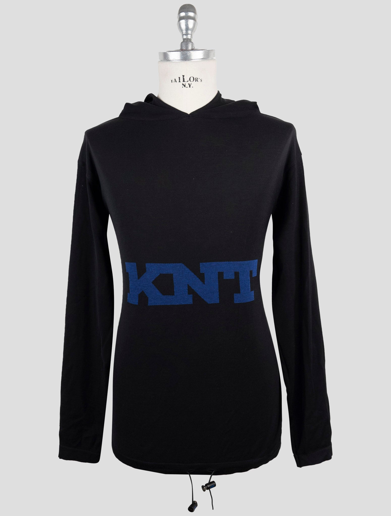 Kiton Black Cotton Sweater Hoodie