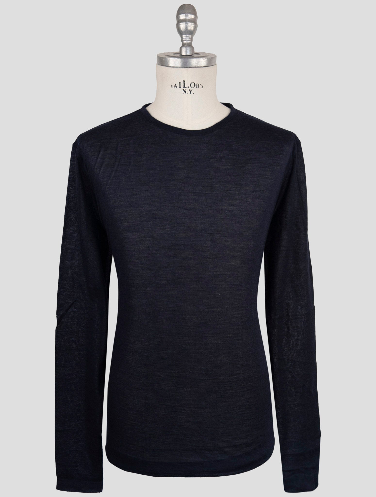 Kiton Knt Blue Cashmere Silk Sweater Crewneck