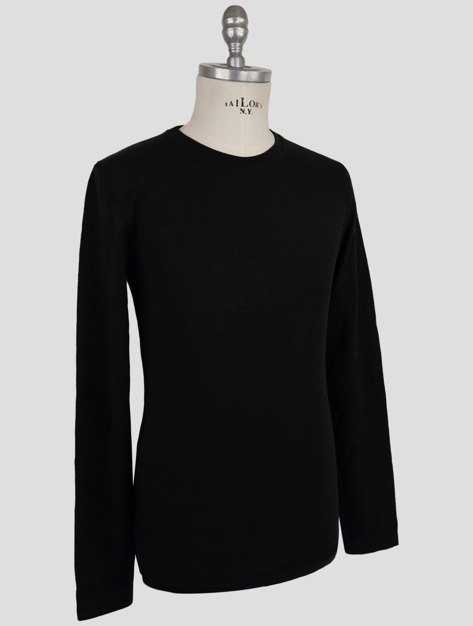 Kiton Knt Black Cotton Sweater Crewneck