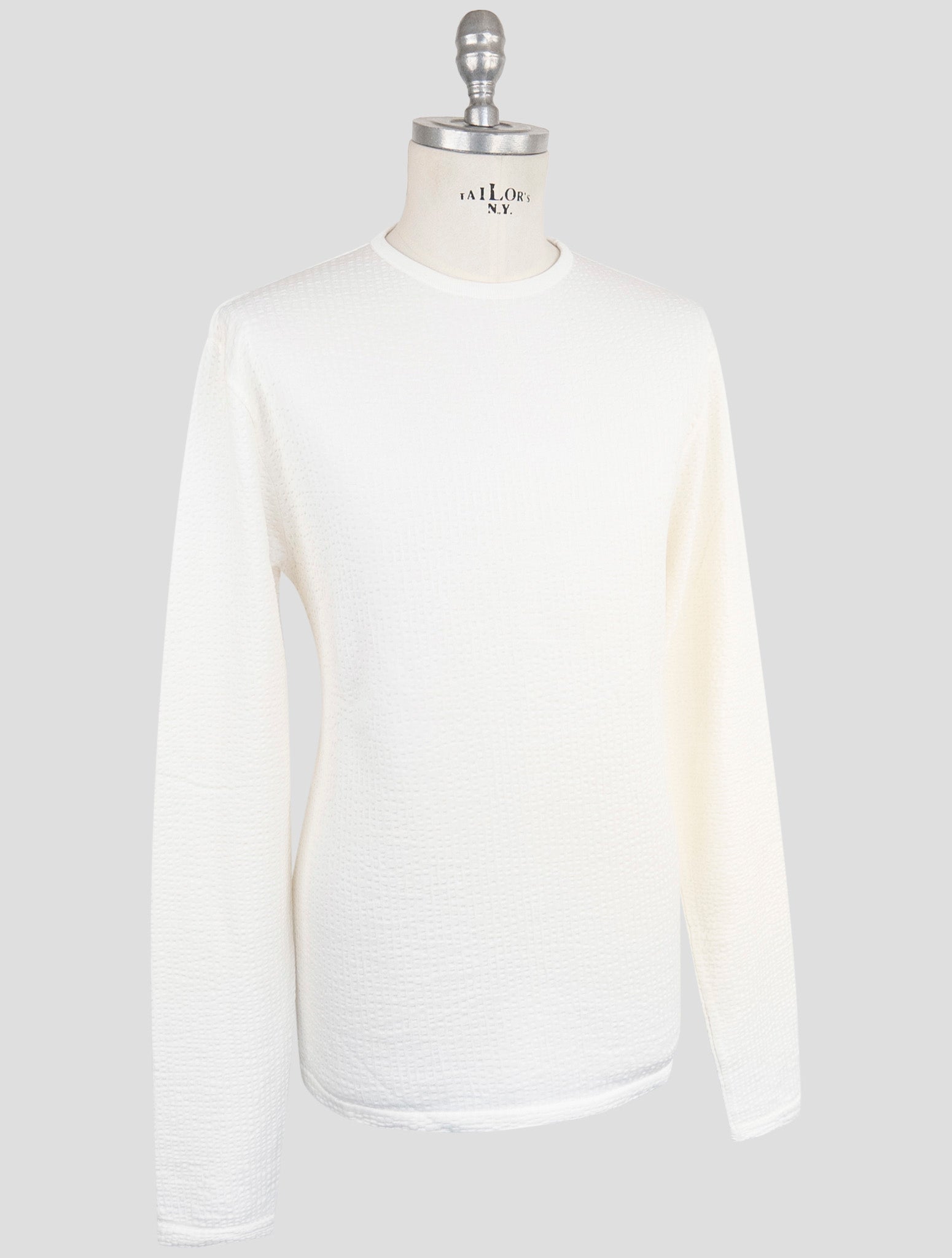 Kiton Knt White Cotton Sweater Crewneck