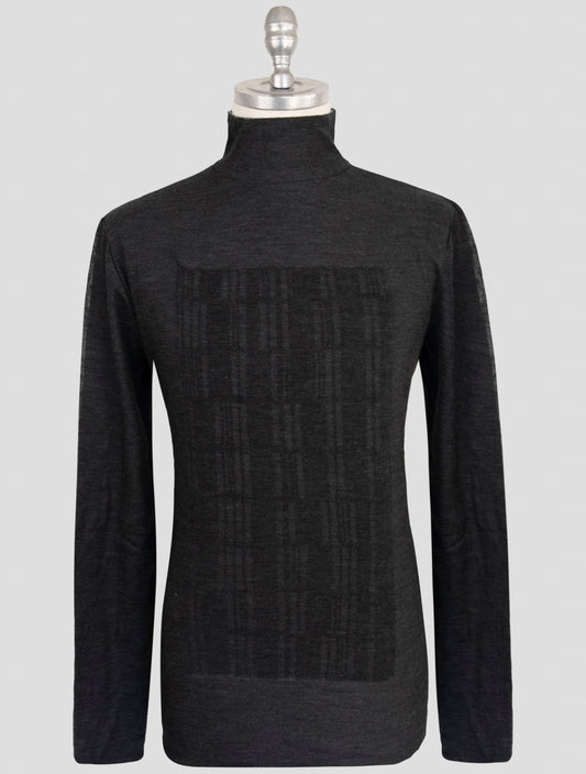 Kiton Knt Gray Wool Cashmere Sweater Half Neck