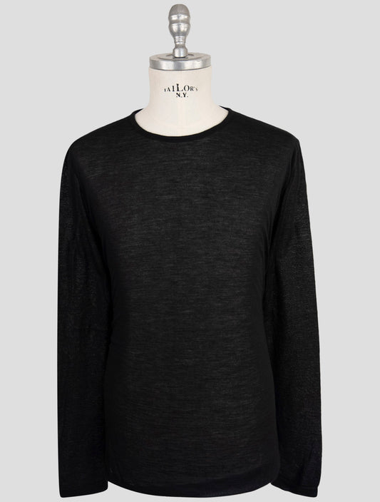 Kiton Knt Black Cashmere Silk Sweater Crewneck