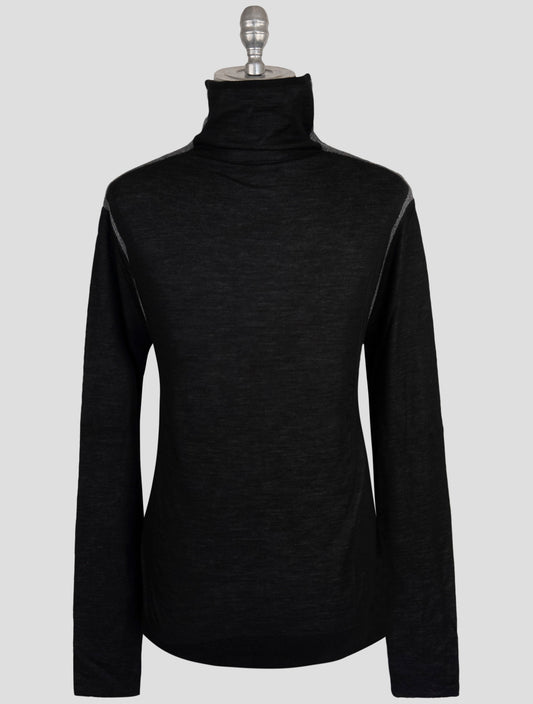 Kiton Knt Dark Gray Virgin Wool Cashmere Sweater Turtleneck