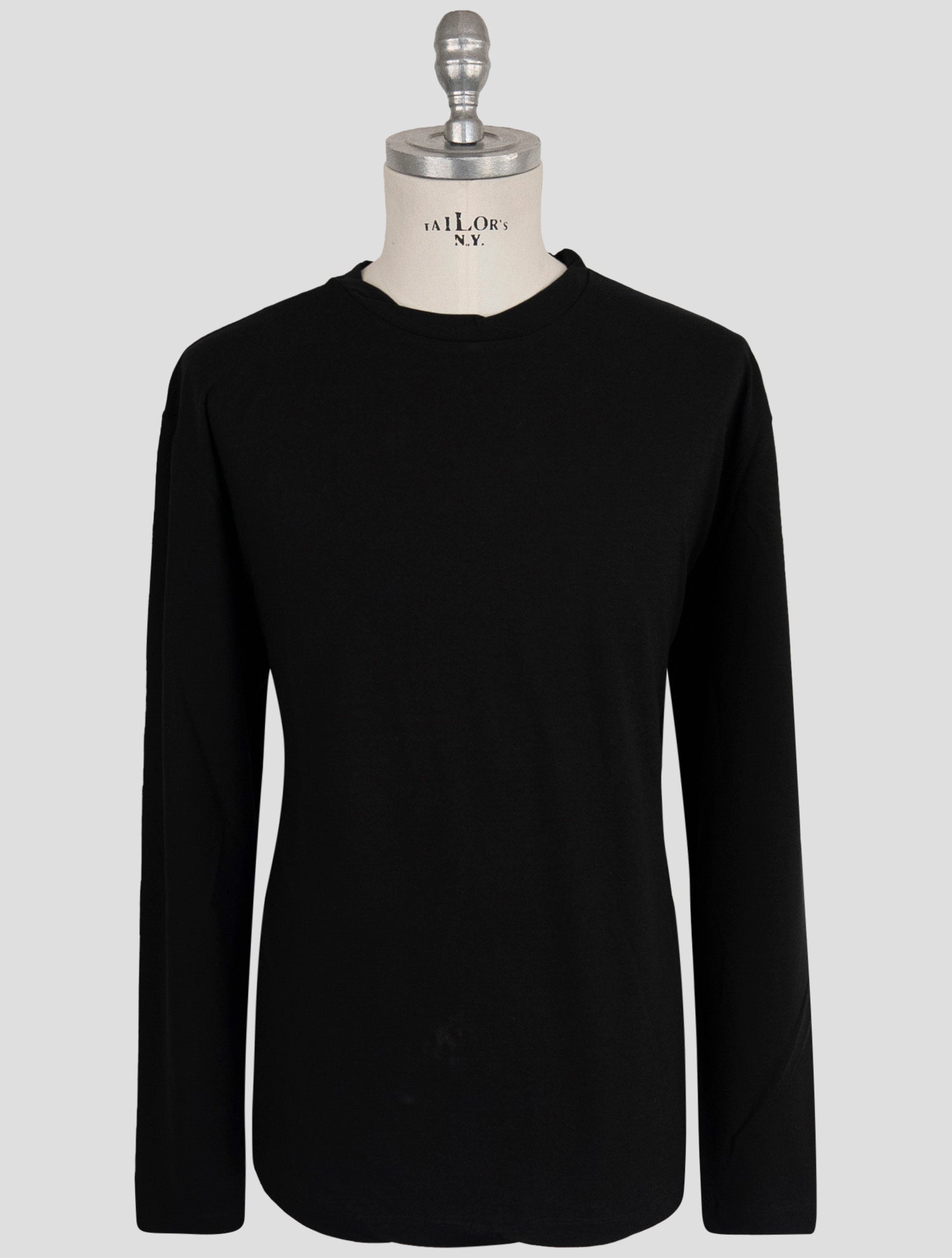 Kiton Knt Black Cotton Sweater Crewneck