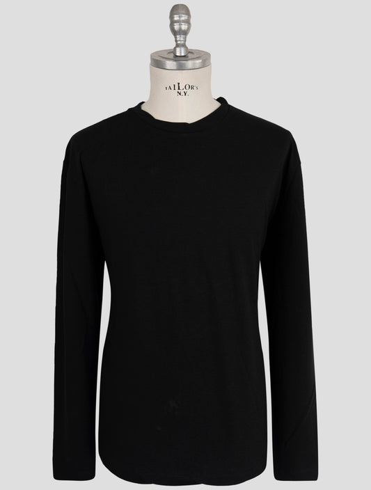 Kiton Knt Black Cotton Sweater Crewneck