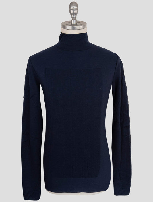Kiton Knt Blue Wool Cashmere Sweater Turtleneck