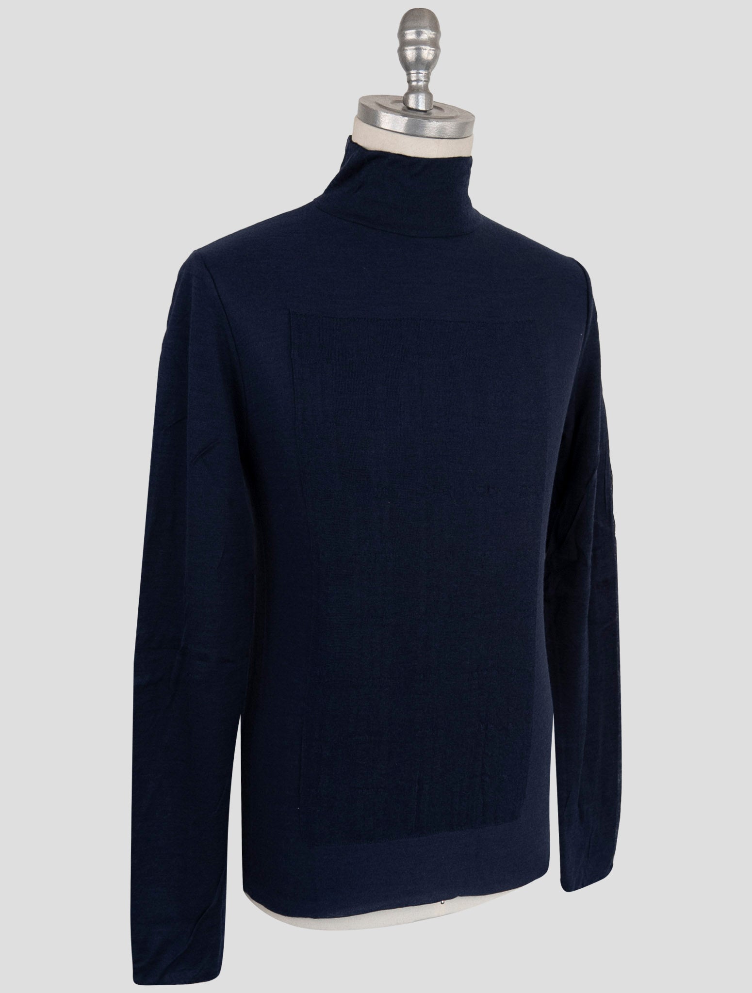Kiton Knt Blue Wool Cashmere Sweater Turtleneck