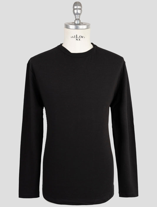 Kiton Knt Black Cotton Sweater Crewneck