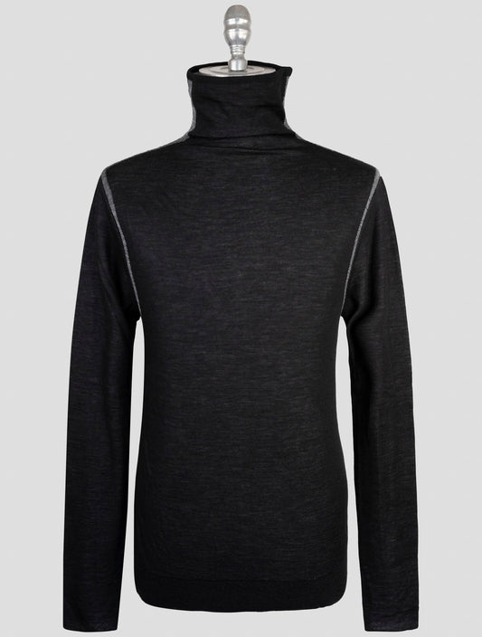 Kiton Knt Dark Gray Virgin Wool Cashmere Sweater Turtleneck