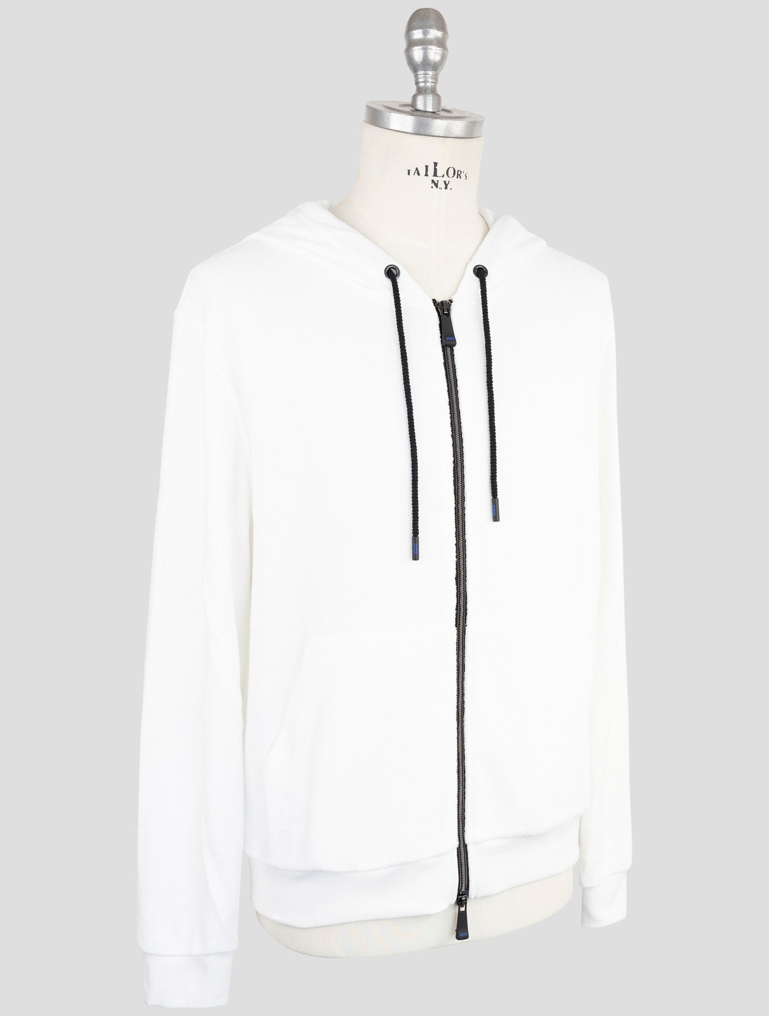Kiton Knt White Cotton Sweater Hoodie