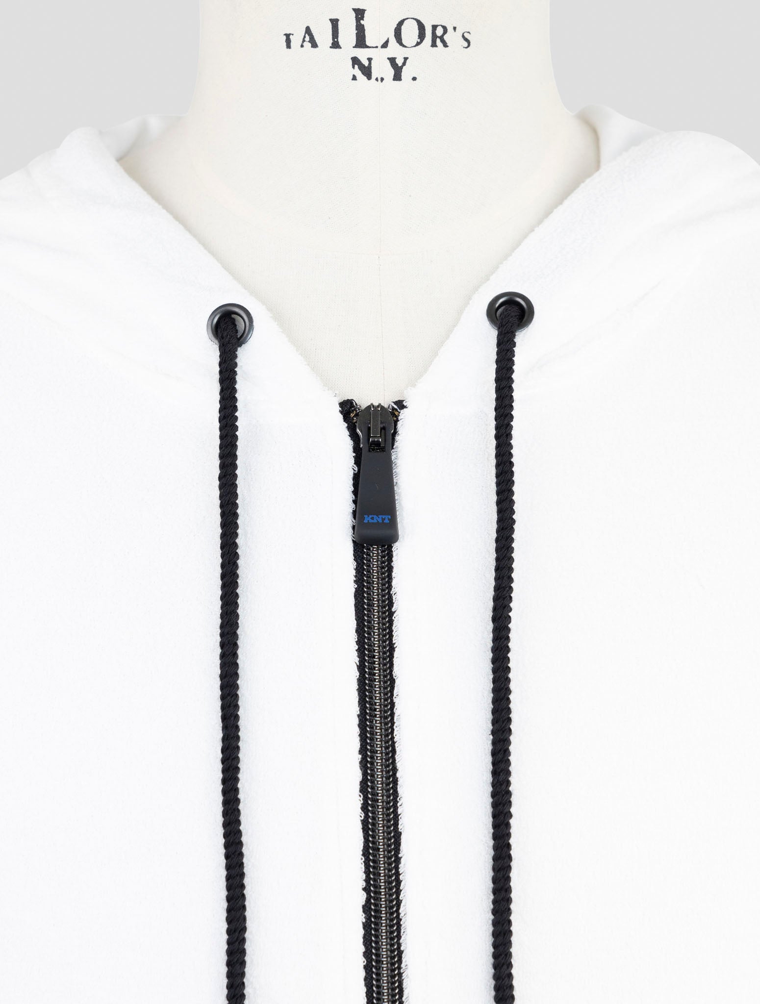 Kiton Knt White Cotton Sweater Hoodie