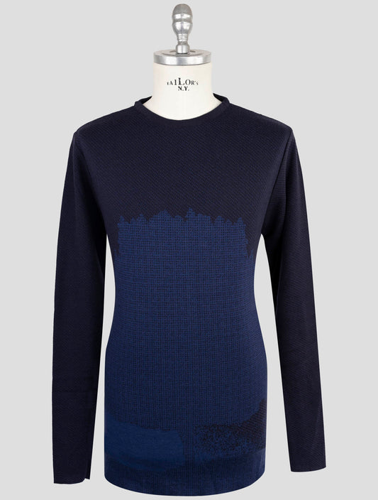 Kiton Knt Blue Wool Cashmere Pl Sweater Crewneck