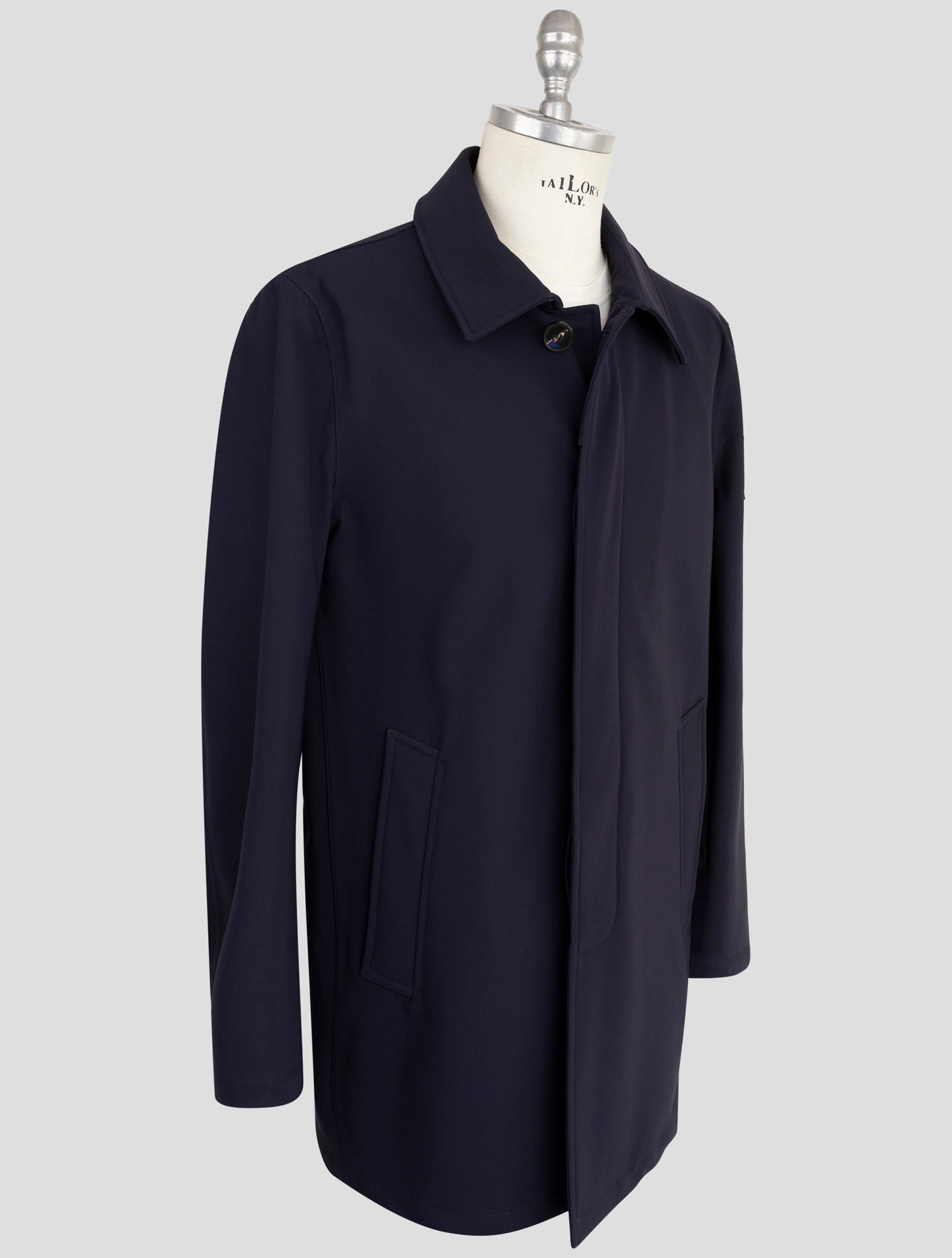 Kiton KNT Blue Wool PA EA Overcoat - styling view