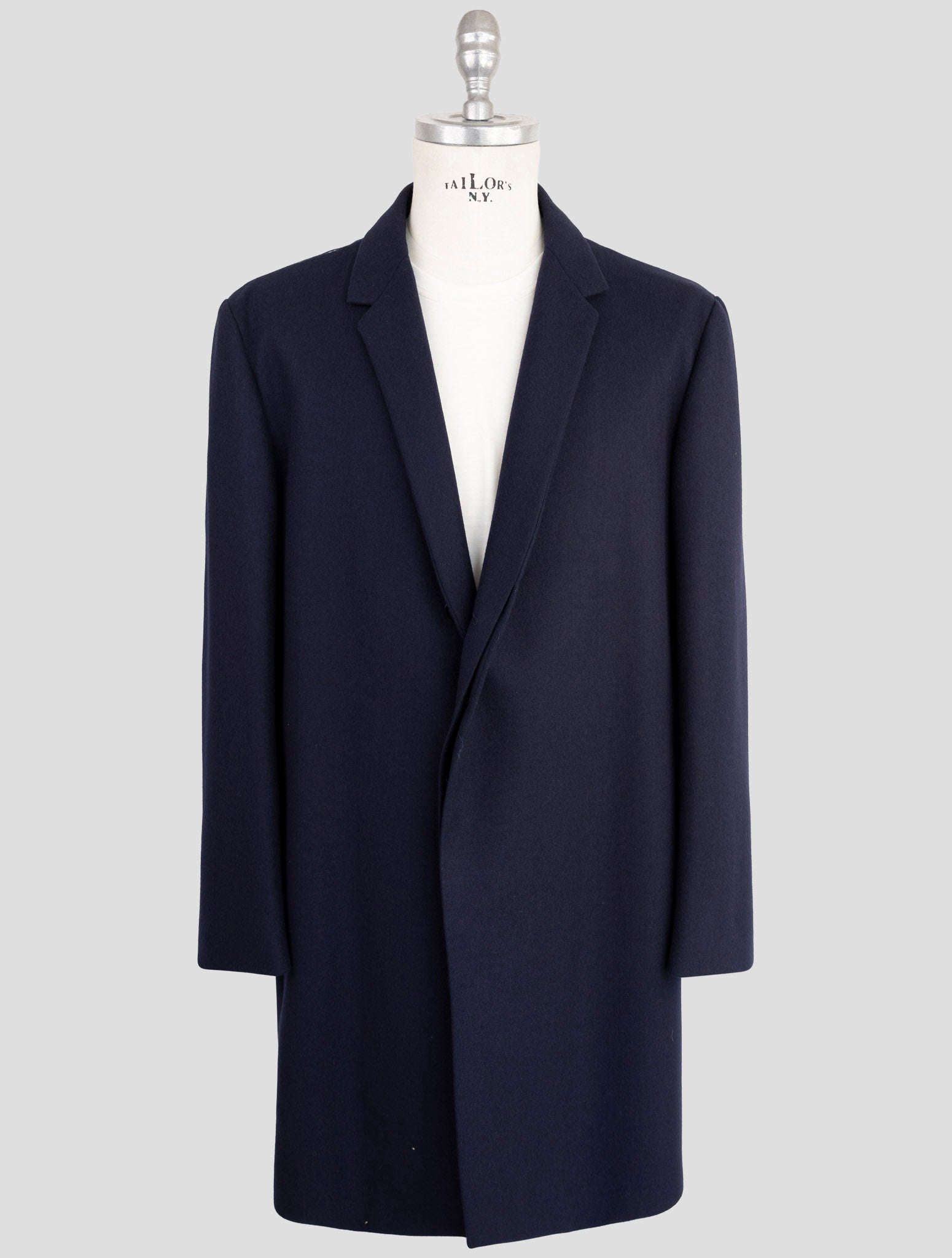 Kiton Blue Wool Overcoat