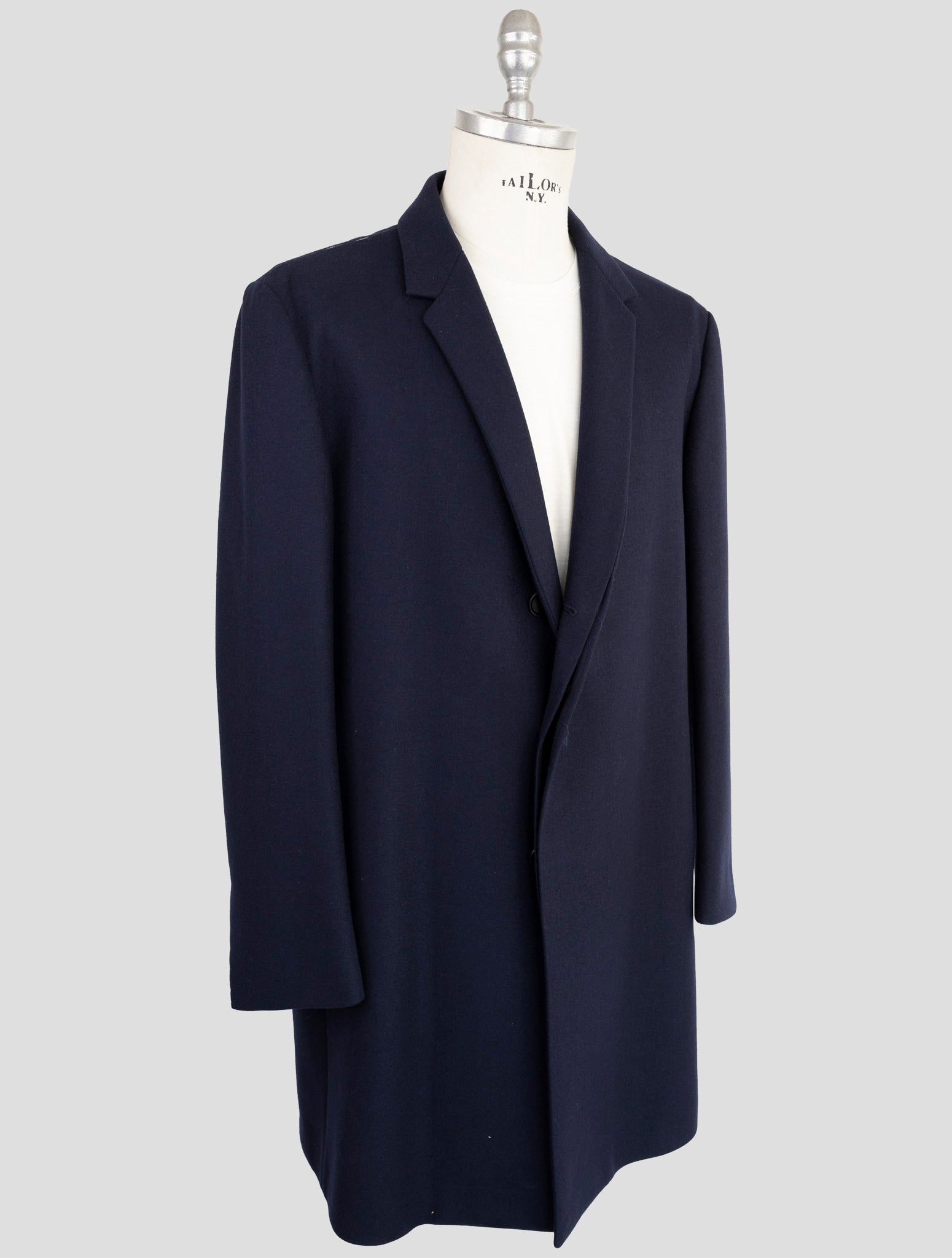 Kiton Knt Blue Wool 14 Micron  Overcoat