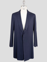 Kiton Knt Blue Virgin Wool Overcoat