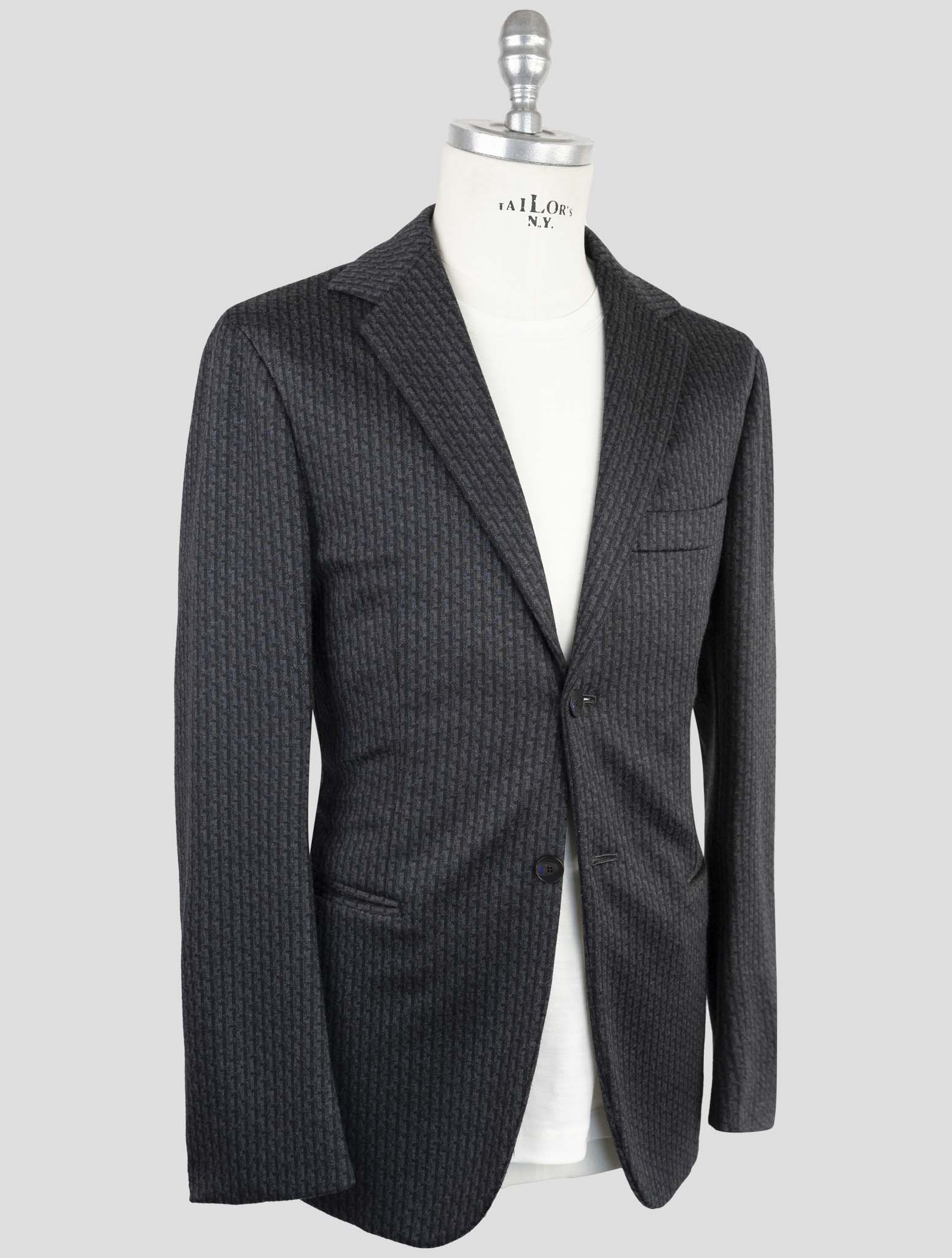 Kiton Knt Gray Wool Cashmere Pl Blazer
