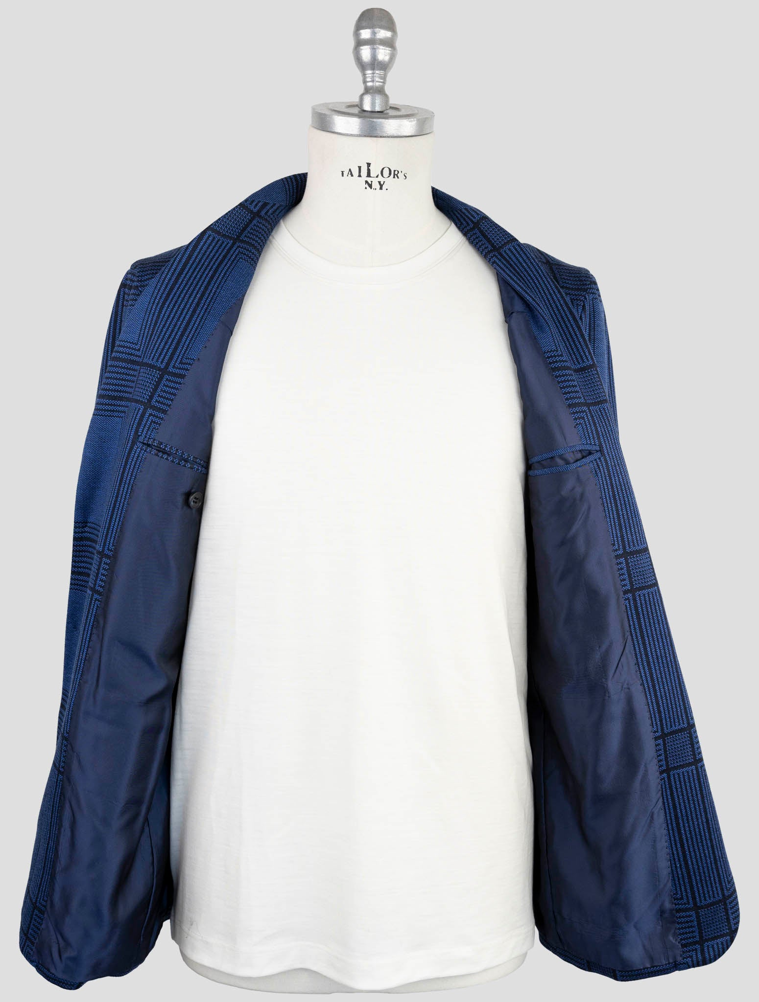 Kiton Knt Blue Cashmere Cotton Pl Blazer