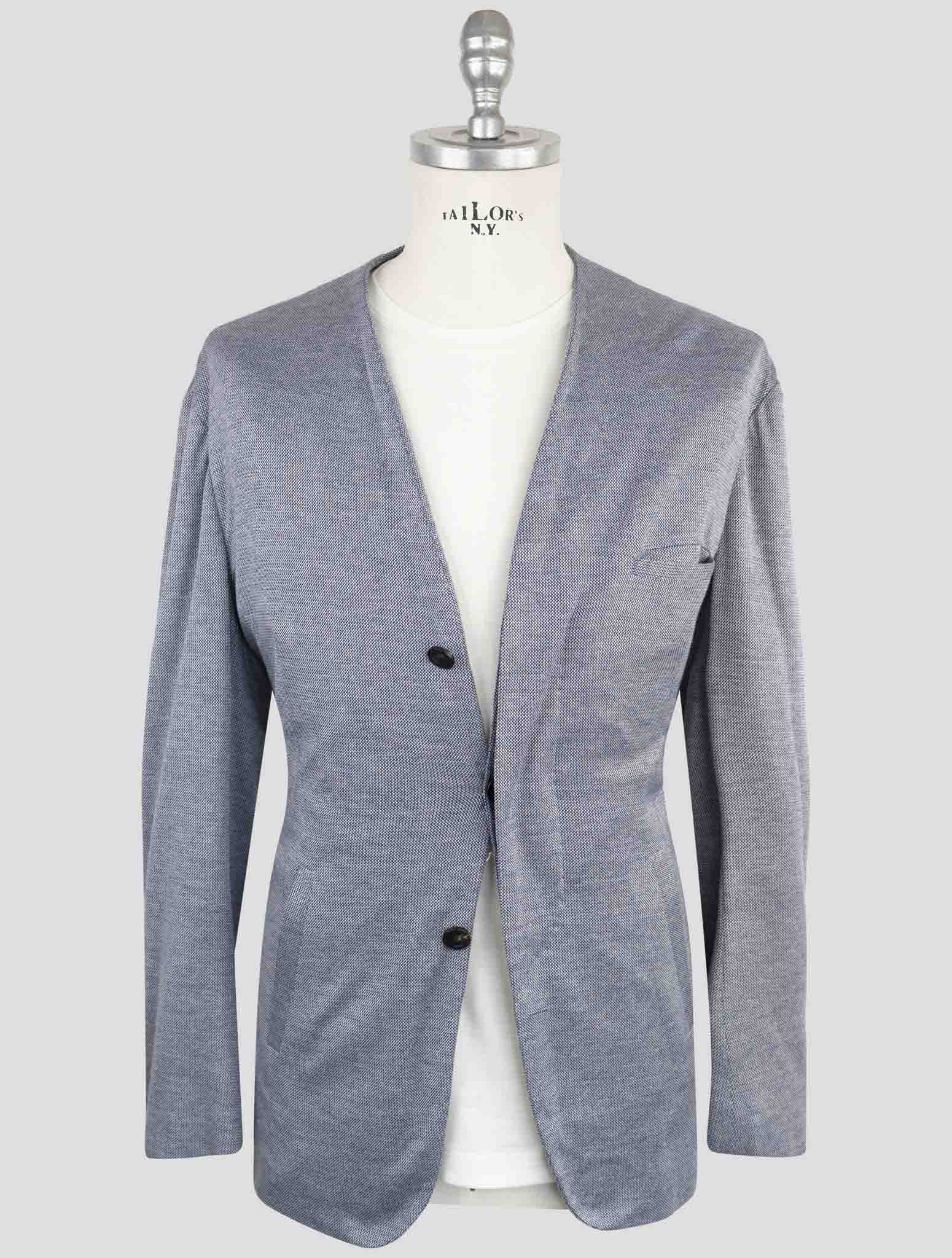 Kiton Knt Blue Cotton Cashmere Silk Suit