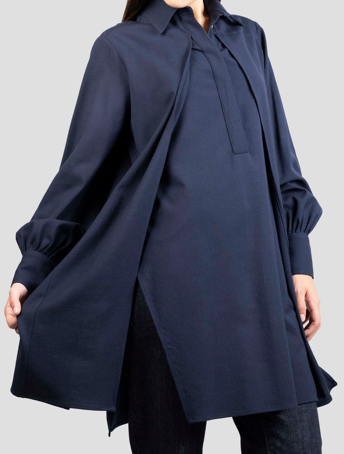 Kiton Blue Virgin Wool Pa Ea Dress