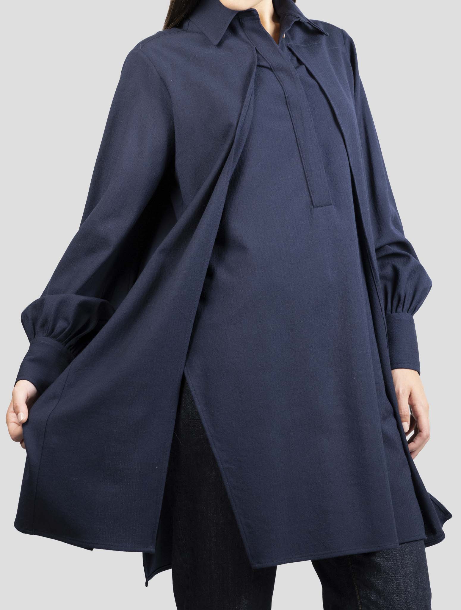 Kiton Blue Virgin Wool Pa Ea Dress