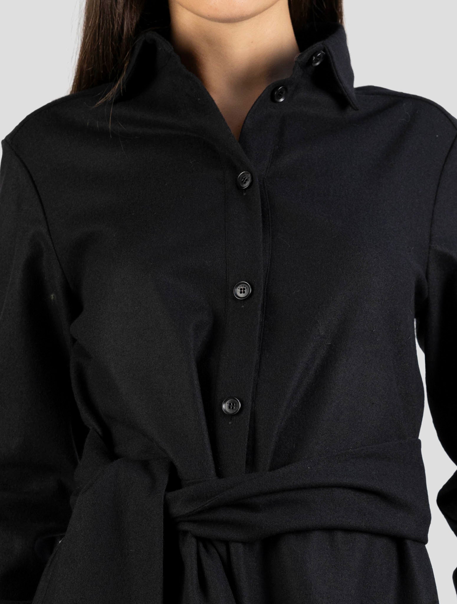 Kiton Black Virgin Wool Pa Ea Dress
