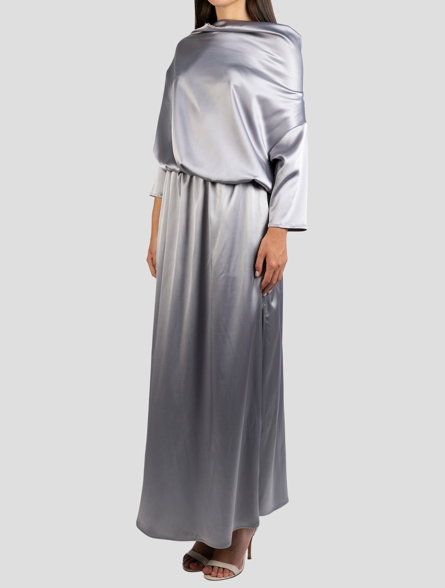 Kiton Gray Acetate Pe Dress