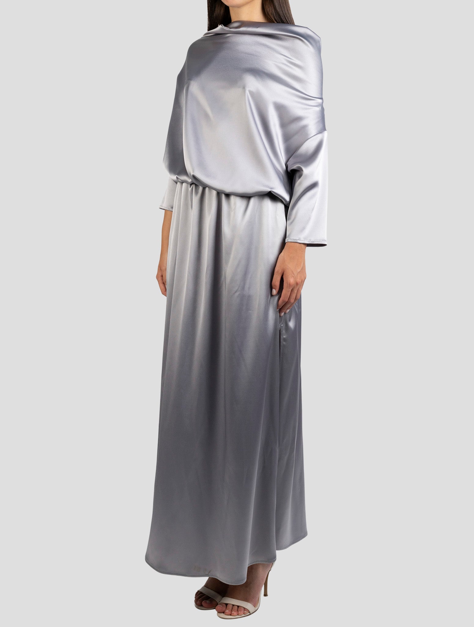 Kiton Gray Acetate Pe Dress