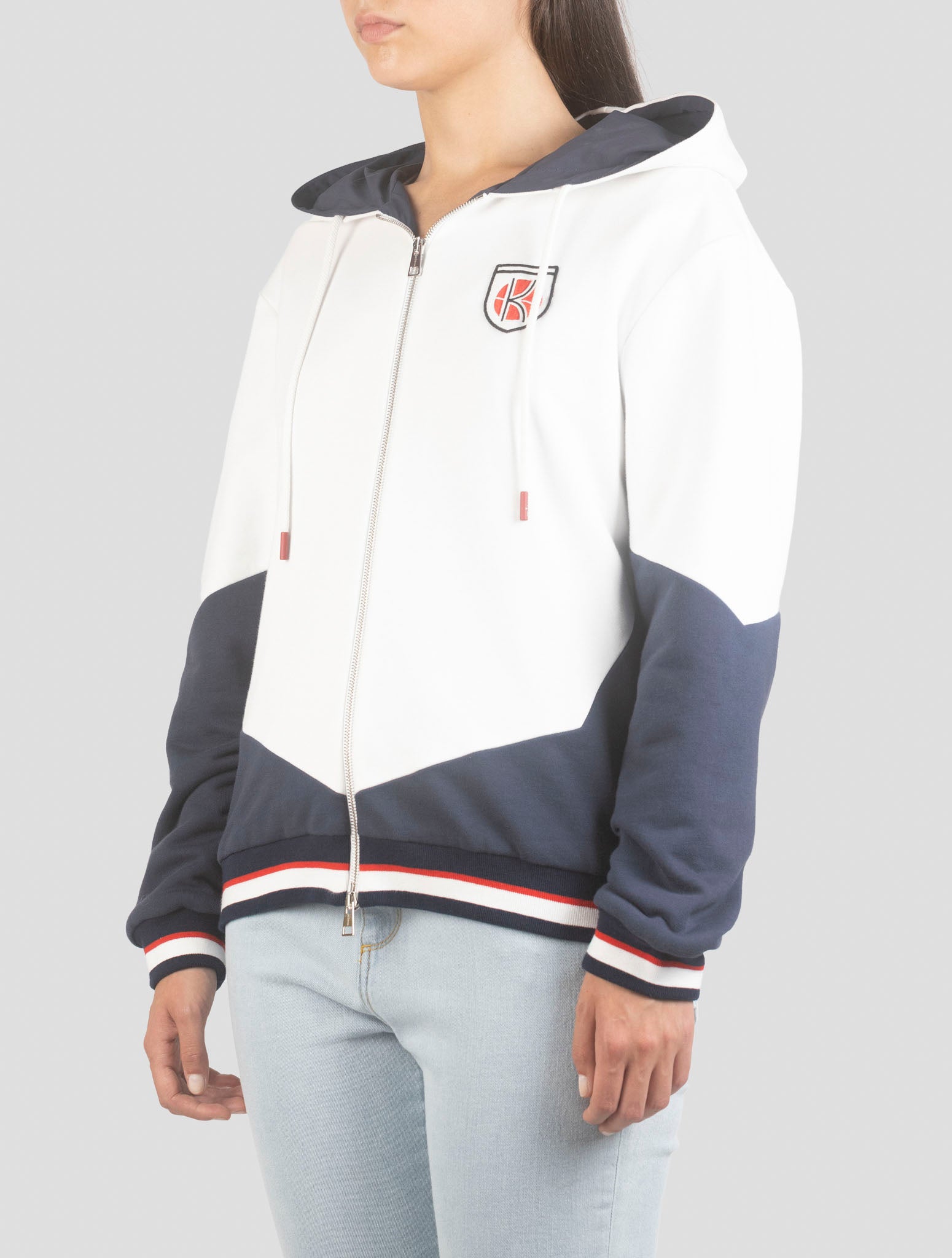 Kiton White Blue Cotton Sweater