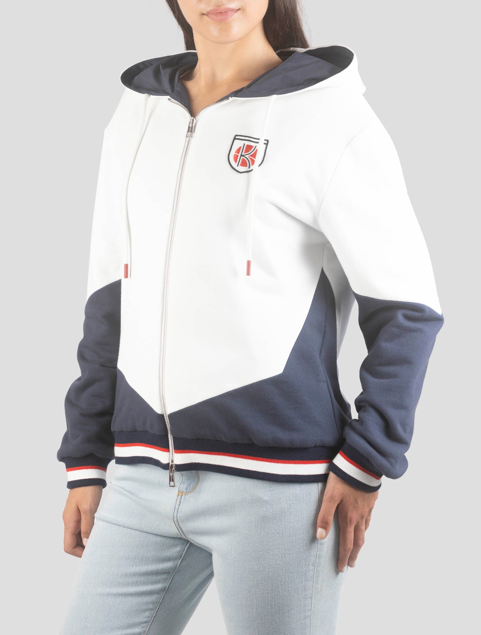Kiton White Blue Cotton Sweater