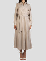 Kiton Beige Virgin Wool Silk Ea Dress