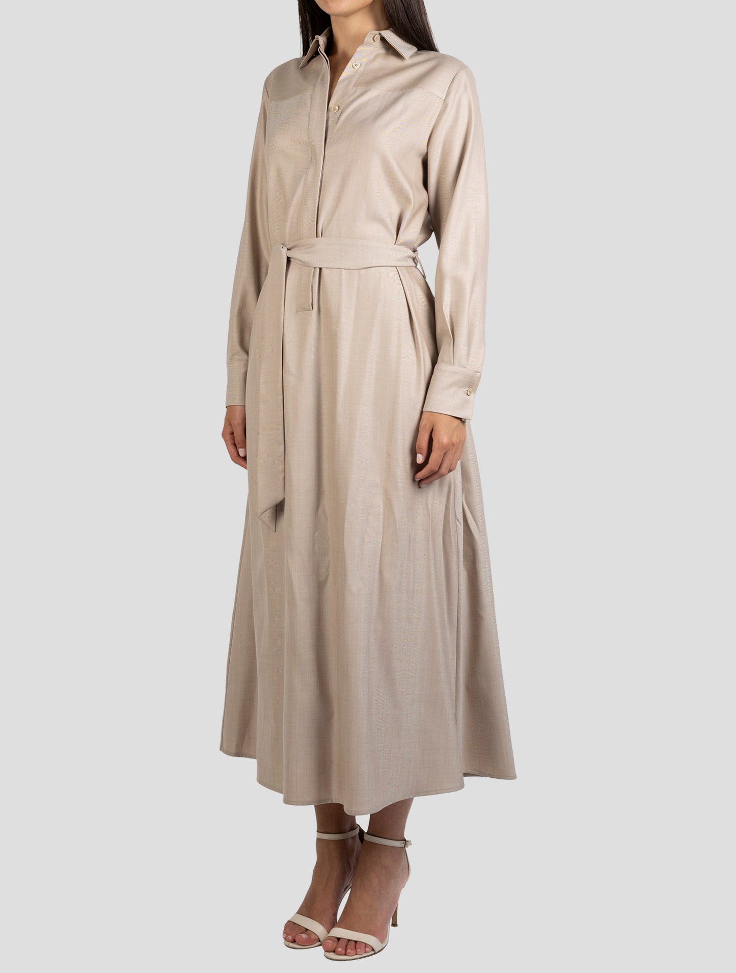 Kiton Beige Virgin Wool Silk Ea Dress
