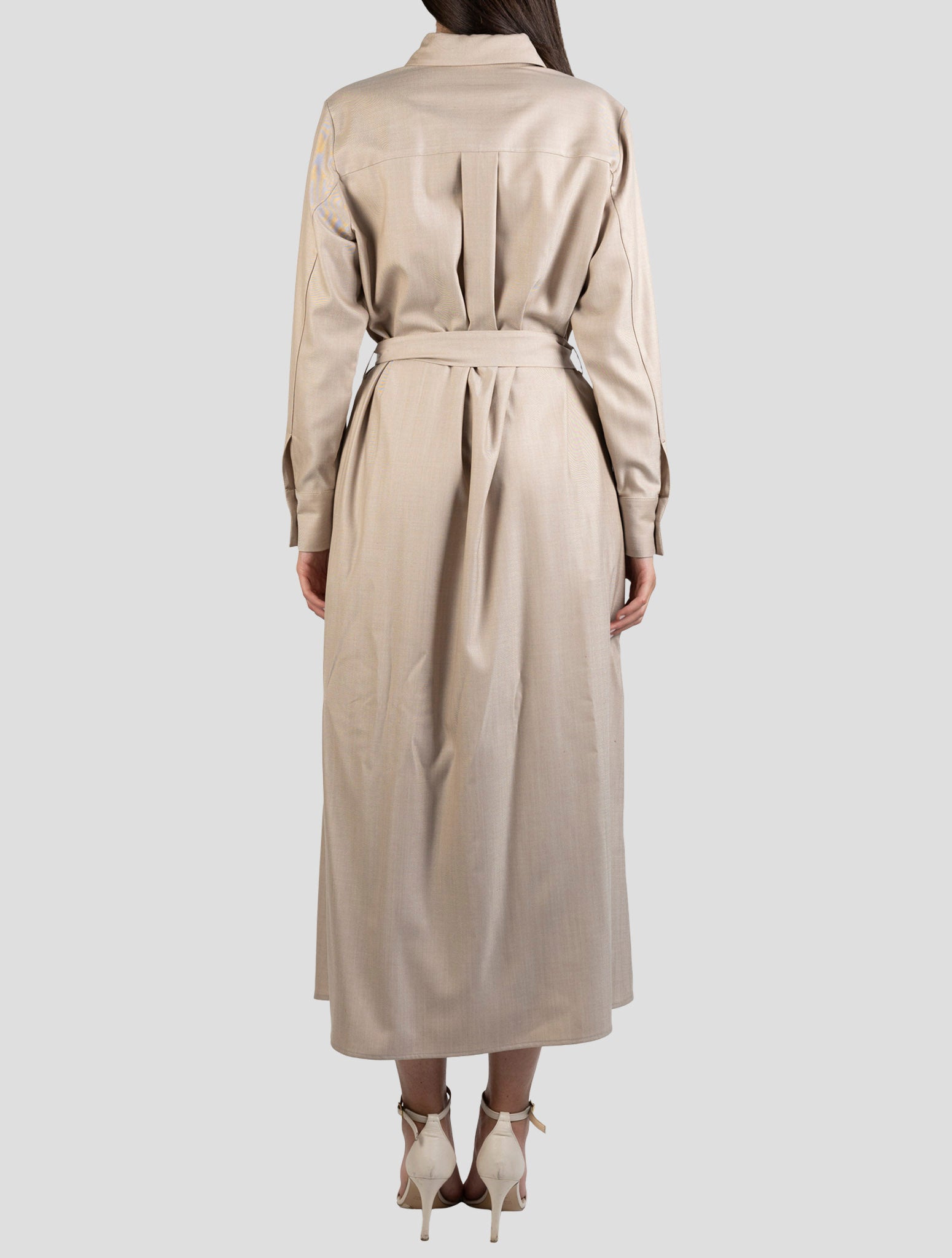 Kiton Beige Virgin Wool Silk Ea Dress
