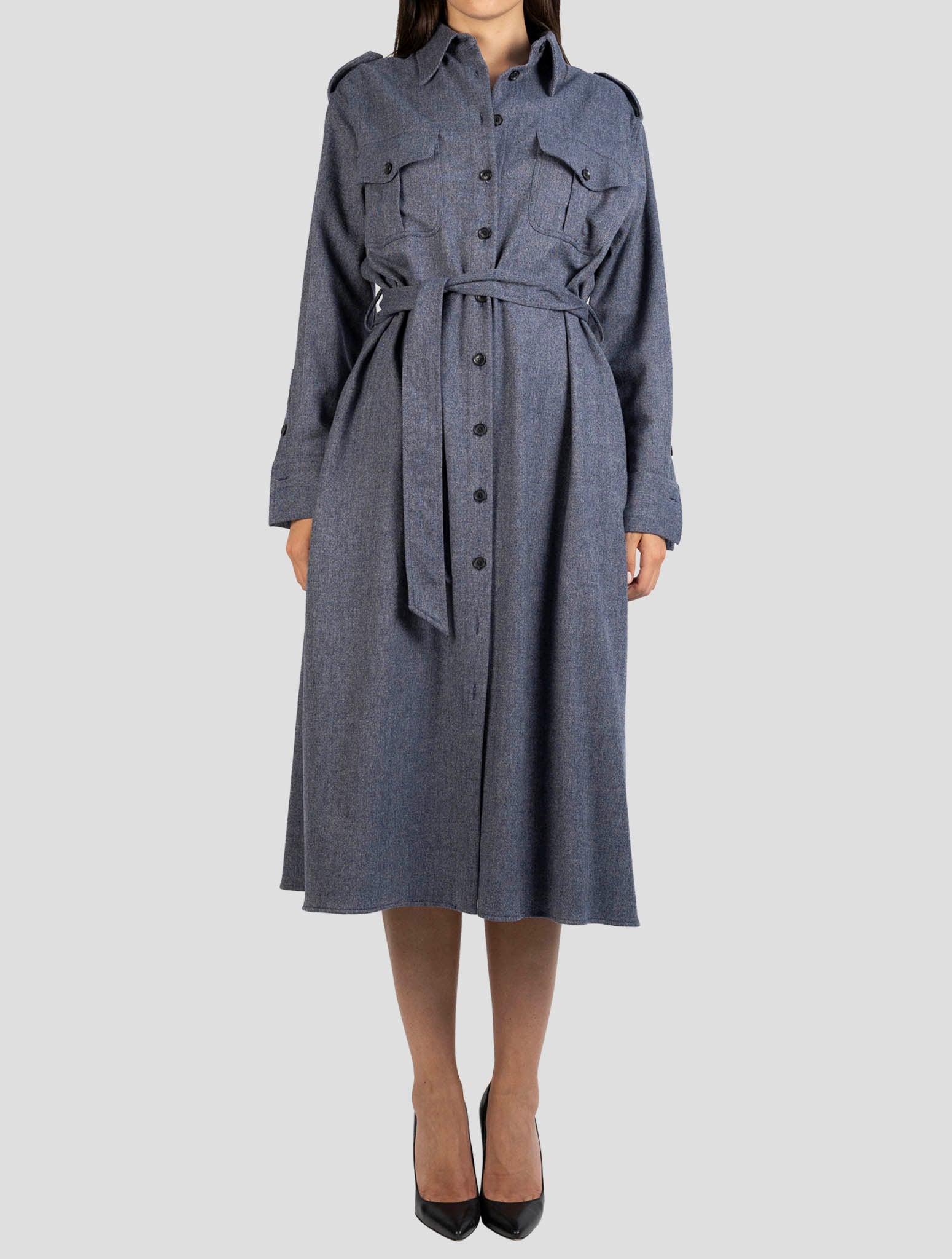 Kiton Gray Wool Cashmere Pa Ea Dress