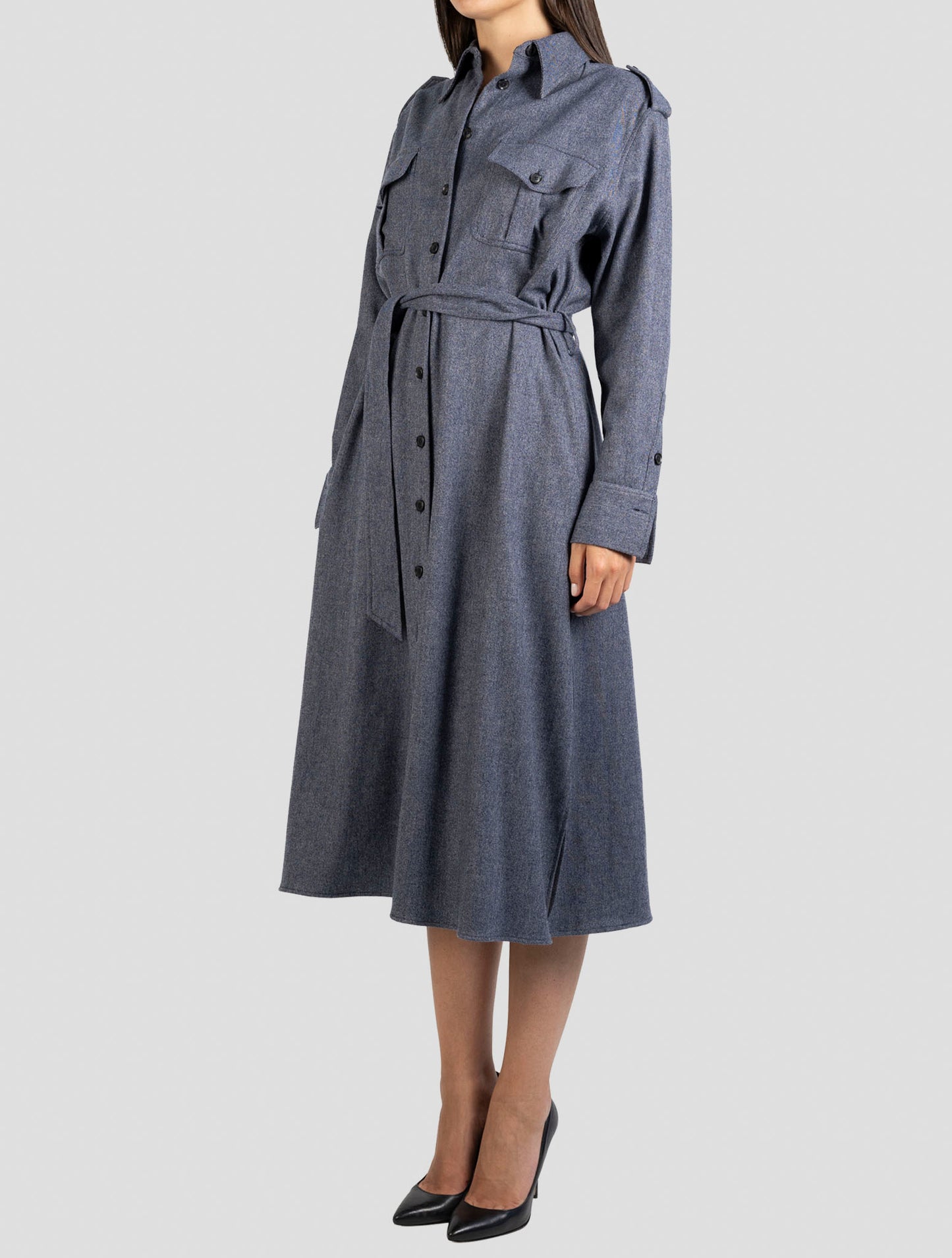 Kiton Gray Wool Cashmere Pa Ea Dress