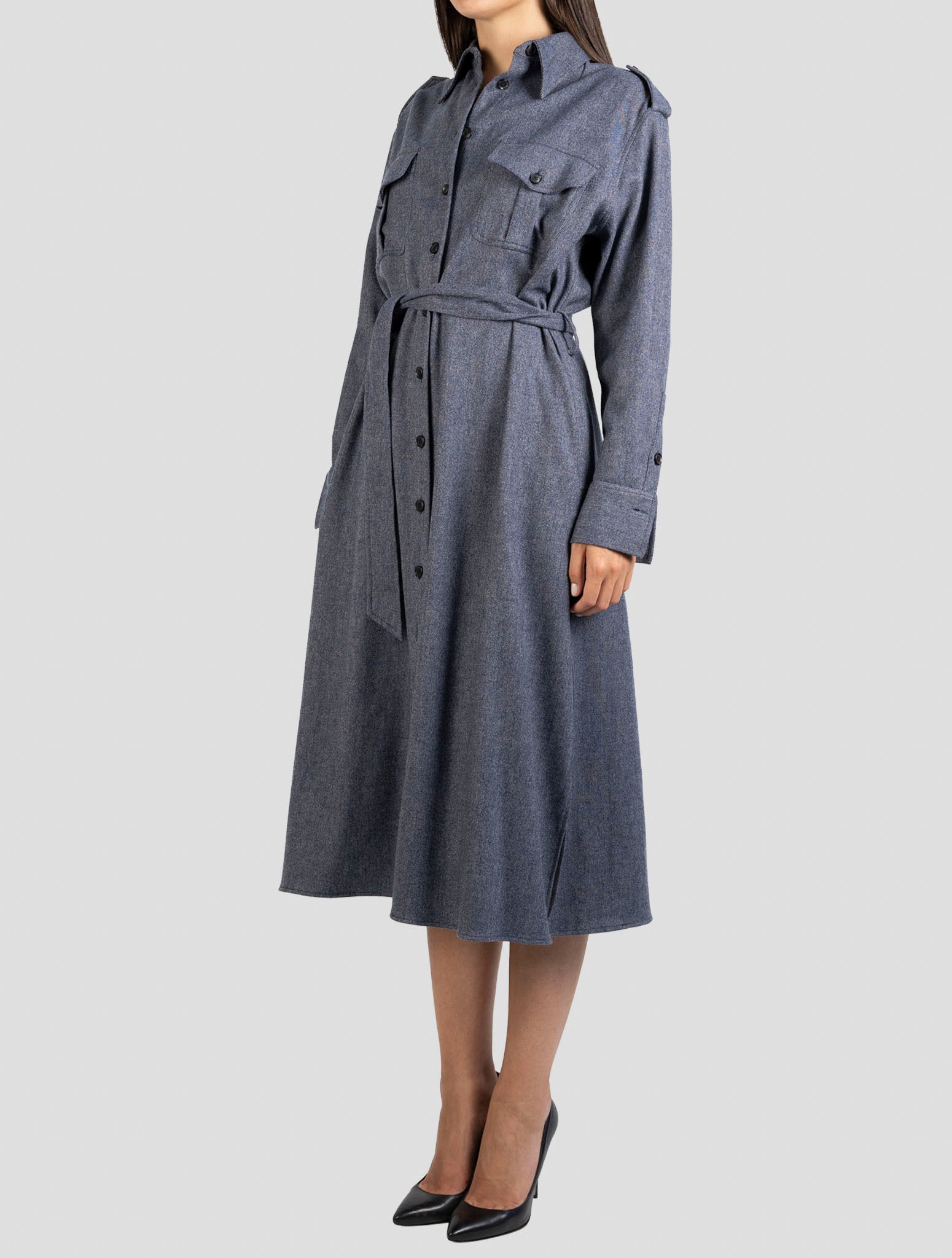 Kiton Gray Wool Cashmere Pa Ea Dress