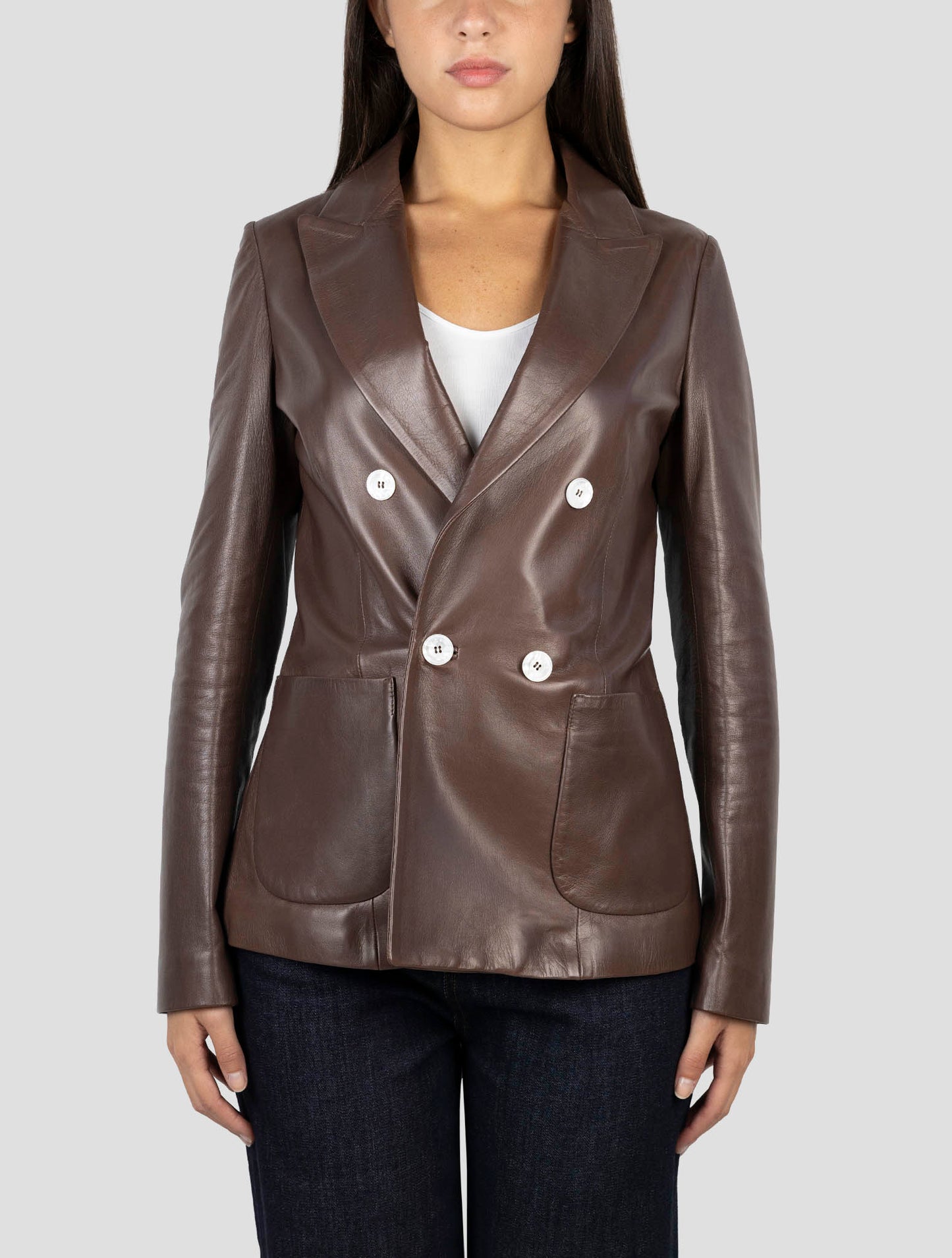 Kiton Brown Leather Blazer