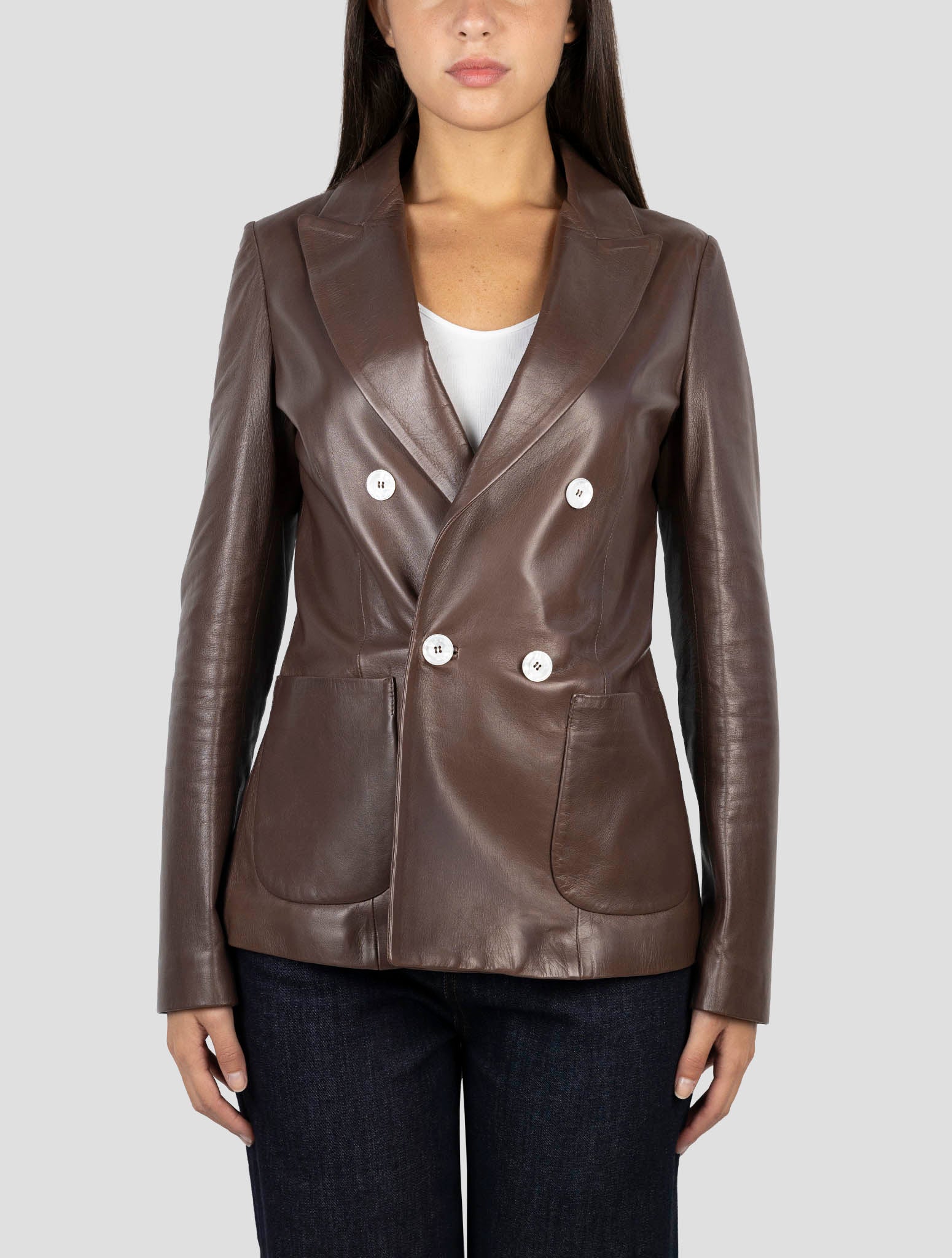 Kiton Brown Leather Blazer
