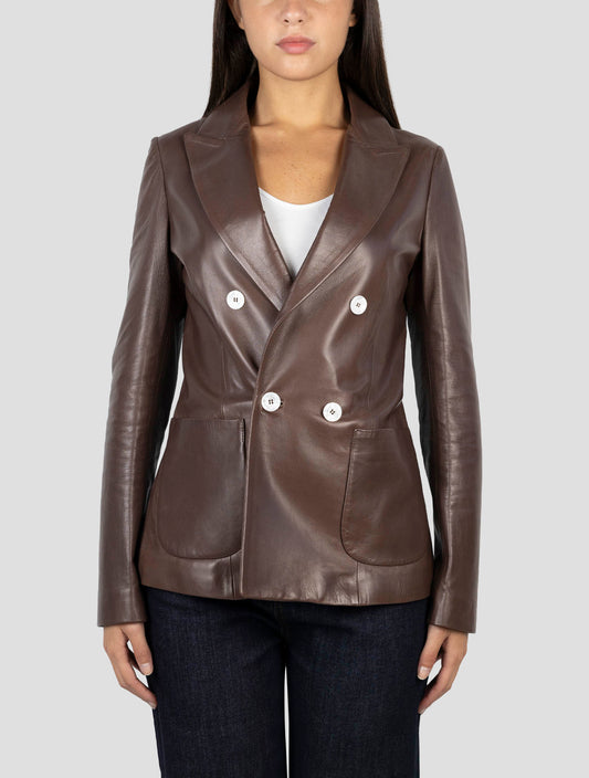 Kiton Brown Leather Blazer