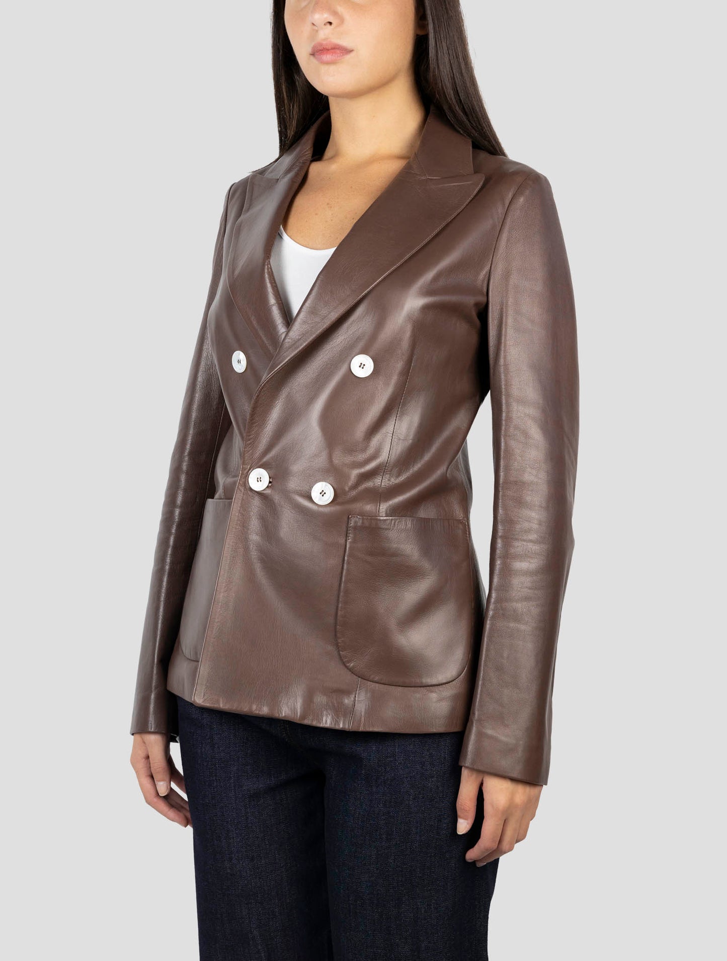Kiton Brown Leather Blazer