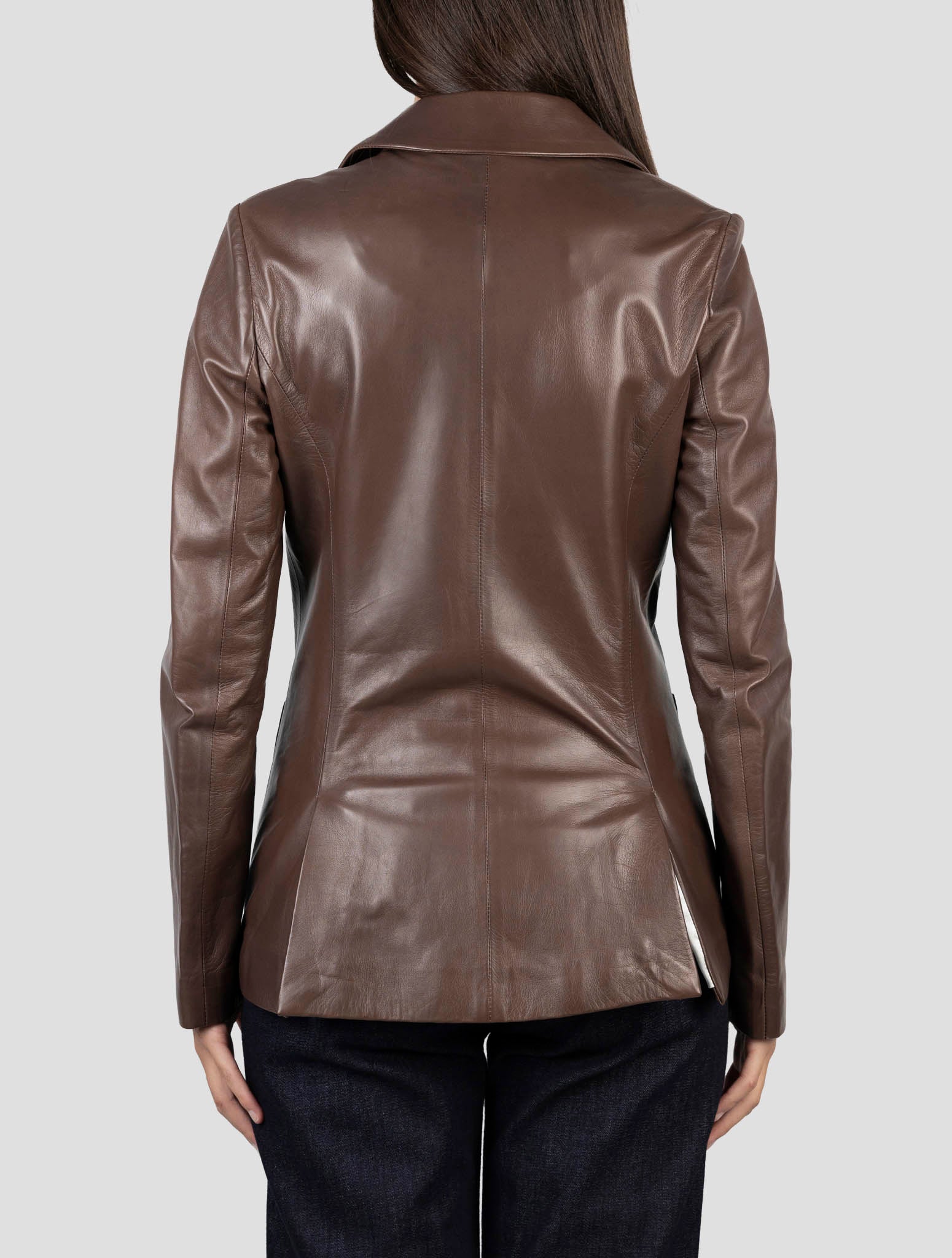 Kiton Brown Leather Blazer