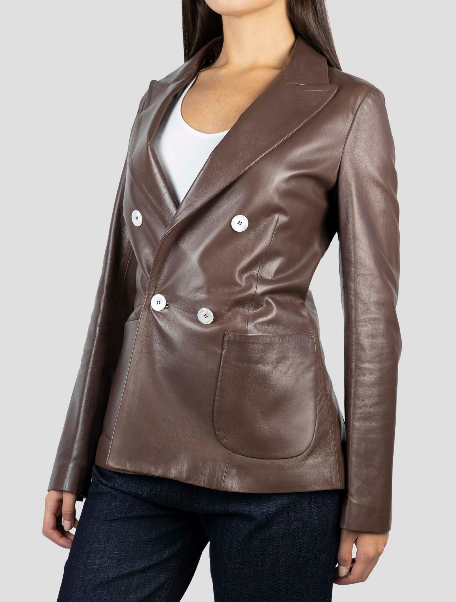 Kiton Brown Leather Blazer