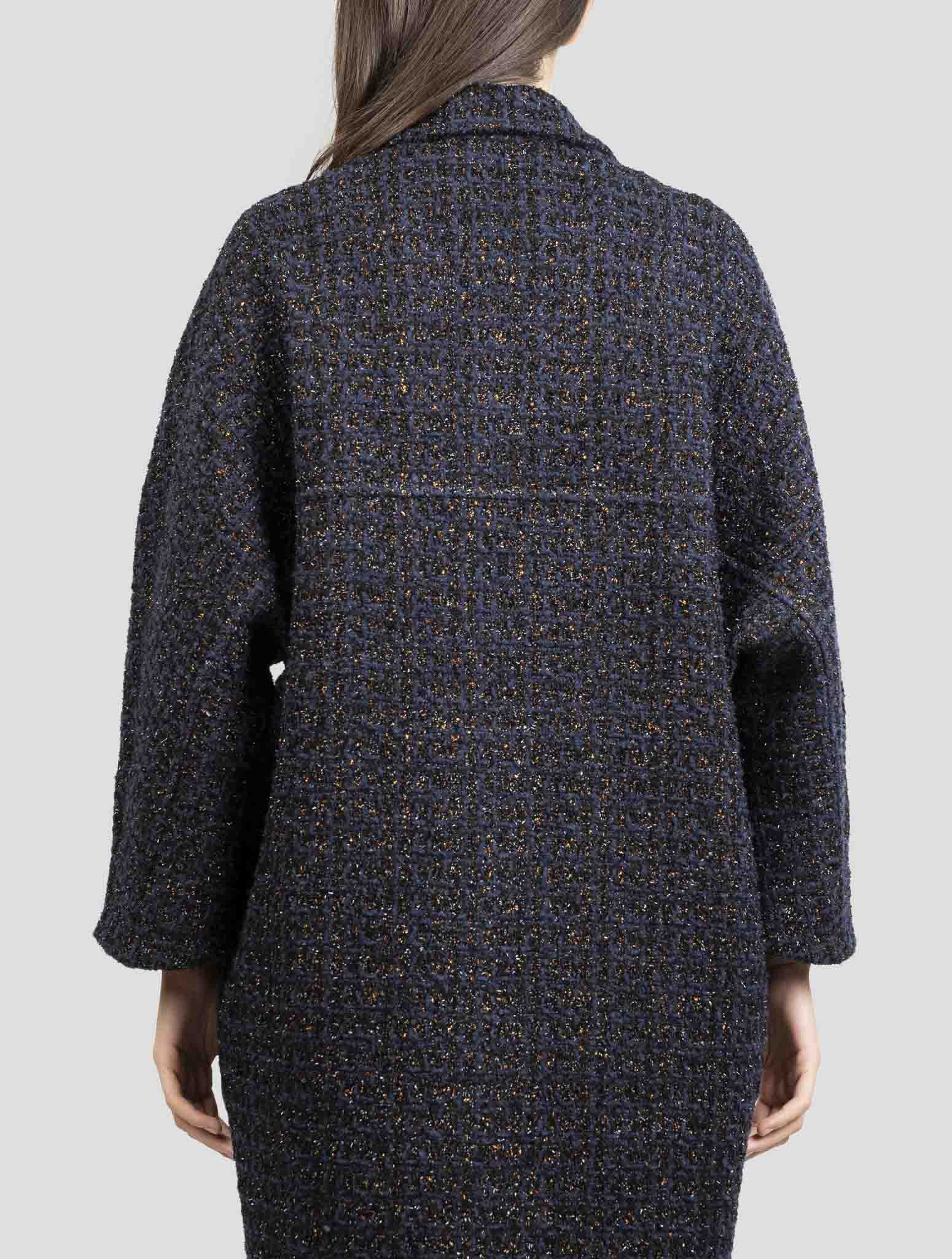 Kiton Blue Silk Wool Overcoat side view walking shot