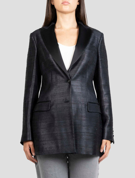 Kiton Black Silk Viscose Blazer