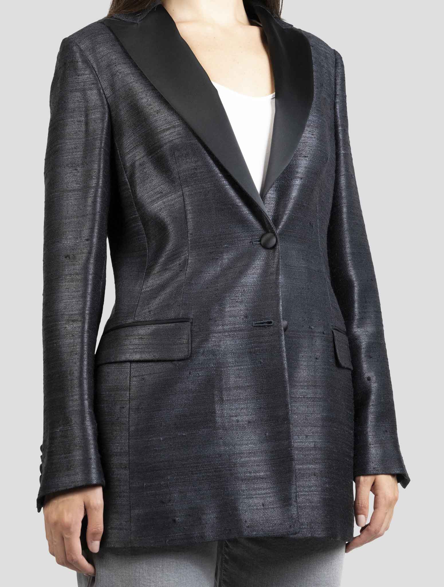 Kiton Black Silk Viscose Blazer