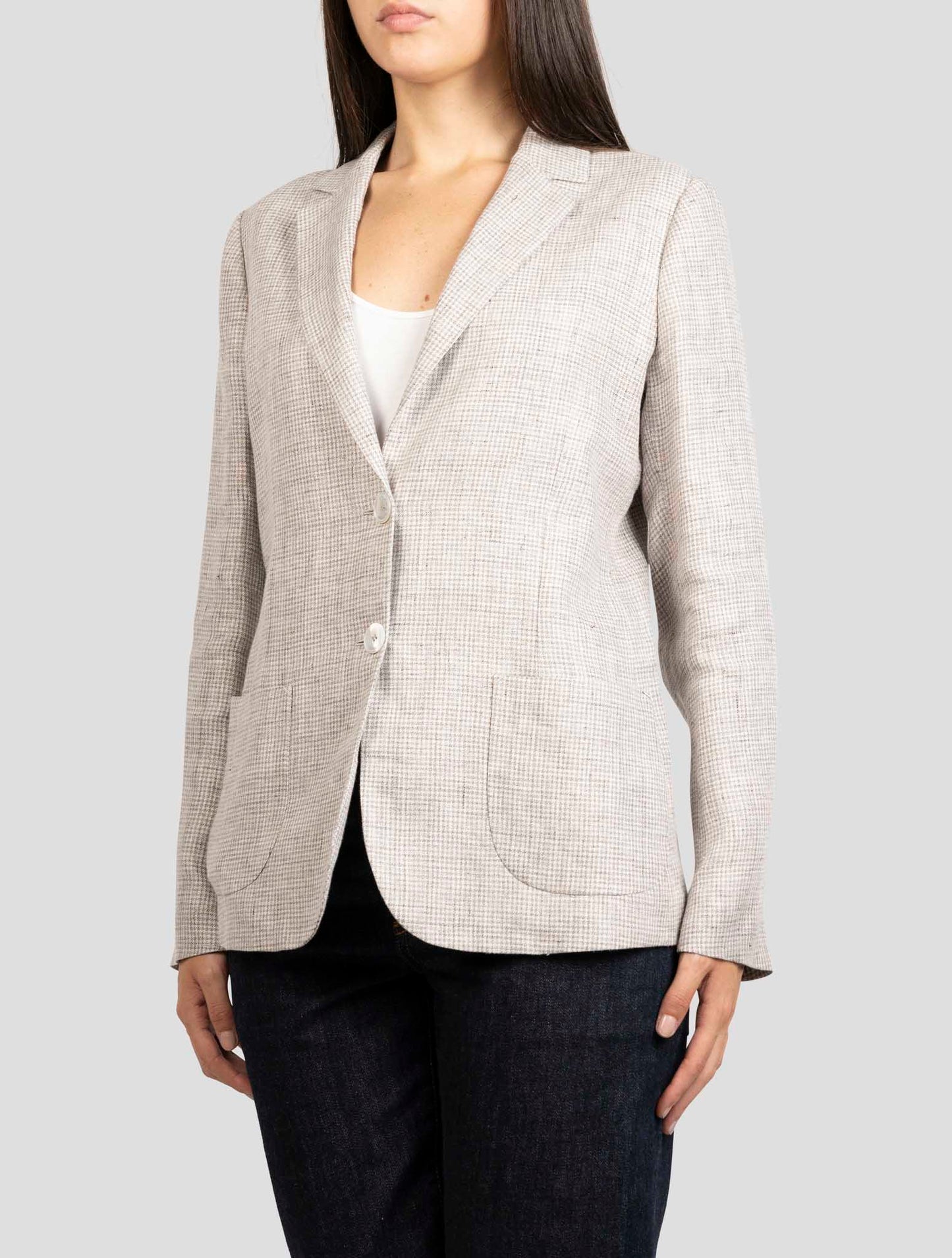 Kiton Gray Linen Blazer