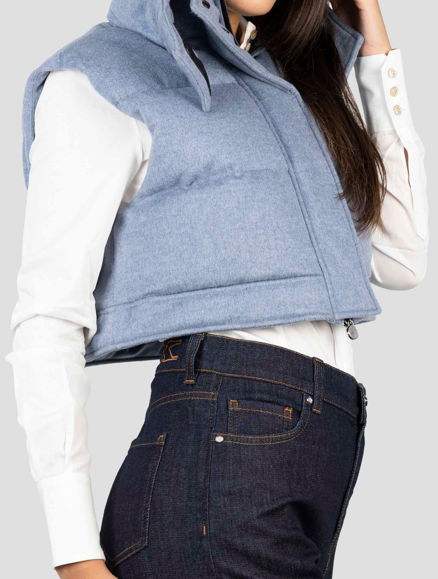 Kiton Light Blue Cashmere Coat Gilet