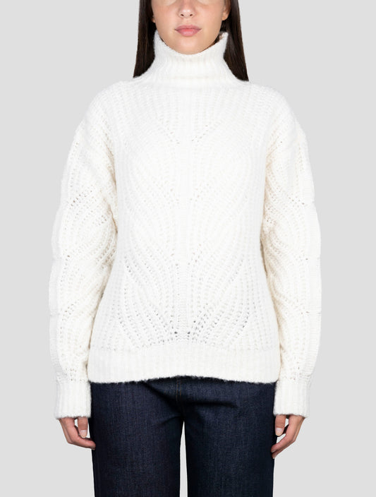 Kiton White Cashmere Silk Sweater Turtleneck