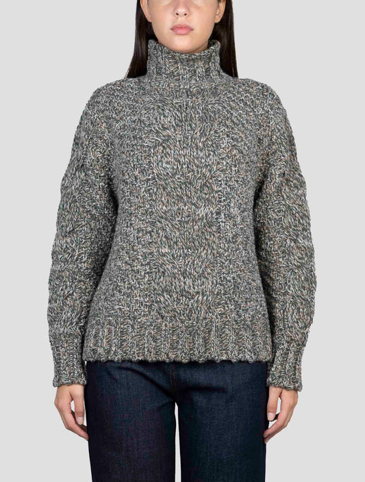 Kiton Multicolor Alpaca Wool Cashmere Sweater Turtleneck