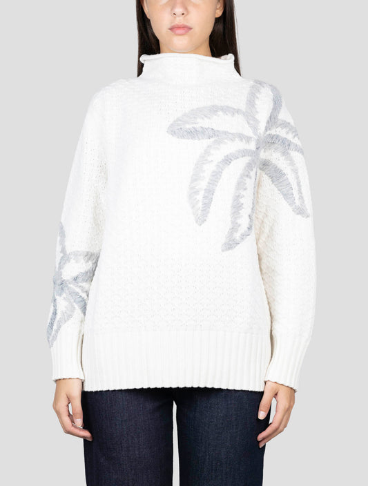 Kiton White Cashmere Sweater Half Neck